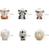 Cute Animal Succulent Planter Pot with Drainage Hole, Cartoon Cow Elephant Ceramic Flower Plant Pot V1192-AZ-W-20359