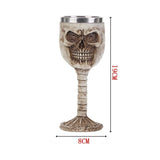 Resin Full Skull Sculpted Goblet 2 PCS, Bonetextured Stem, Stainless Steel Inner Cup for Christmas V1221-XM-LB4257-ZS107