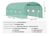 Walk-in Tunnel Greenhouse 14.6x6.36x6.3ft Galvanized Frame PE Cover Green V952-SDXWS15X7X7FO6TUWV0