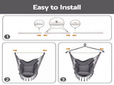 Gardeon Hammock Chair Camping Macrame Hanging Swing Cushions Metal Bar Grey HM-CHAIR-PLOW-MEL-GY