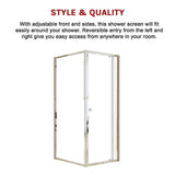 Adjustable Semi Frameless Shower Screen 74-82cm x 89-92cm With Gold Hardware For Modern Bathrooms V63-958191