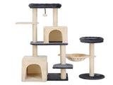 i.Pet Cat Tree Tower 133cm Rotatable L-Shape Design Scratching Post Furniture Scratcher House Grey & PET-CAT-ROT-M133-GRBE