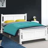 Artiss Bed Frame Queen Size Wooden White RIO WBED-D-004Q-153-AB