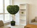 Valentines Day Artificial Heart Topiary Tree, 2Pc Faux Heart Plant with White Ribbon Potted Plant, V1369-AZ3-W-21593
