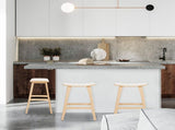 4X Wooden Bar Stool Padded Fabric Dining Chair KANSO 65cm BEIGE V274-FT-BSWO-AM552P-WD4