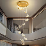 BAMDECOR LT05 13 Nordic Butterfly Luxury Chandeliers Pendant Lights for Villa Stair Home Decoration V255-BAM-LT05-13H-GOLD