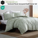 Ardor Avena Green Textured Floral Jacquard Quilt Cover Set Queen V442-INT-QUILTCS-AVENAJACQUARD-GREEN-QS