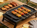 Non-Stick Grilling Tray,13.7x7.2in Rectangular Meat Vegetable Pan with Handle and Drain Holes,Heavy V1369-AZ3-W-14640