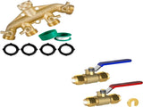 Brass Garden Hose Splitter 1/2 Inch Push-Fit Full Port Ball Valve V1258-DP02-C-187