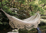 Double Hammock Wearable Portable Rustic Tassel Adult Hammock with 2 Tie Ropes Storage Bag for V1294-YM0716-3116220006711