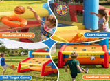 Keezi Inflatable Kids Pool Play Park Jumping Castle Volleyball Net with Blower Balls 4mx4.37m IOT-PARK-2746