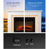 Devanti Electric Fireplace Fire Heater 2000W White EFL-B-2000-FRAME-WH