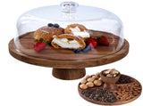 Cake Stand with Lid Multi-Functional Double Side Design 12in Round Cake Holder Wood 2-in-1 Dessert V1294-YM0901-H49317WO