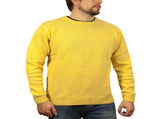 100% SHETLAND RAGG WOOL CREW Round Neck Knit JUMPER Pullover Mens Sweater Knitted - Corn - M V563-SW-CN-CORN14-M