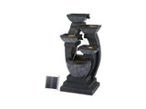 Gardeon Solar Fountain Water Feature Outdoor Fountain Indoor 5-Tier Bowl Cascading Grey FOUNT-MUSHROOM-5LVL-BK