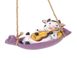 Cow Playing Guitar Garden Statue Vivid Cute Hanging Resin Cattle Sculpture Art Decoration for Lawn V1294-YM0521-3111230031913