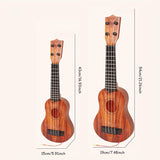 Mahogany color 17-inch Playable Ukulele Mini Guitar, lightweight and portable. Features comfortable V1106-KTZXJT001