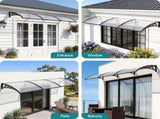Instahut Window Door Awning 0.8mx3m Transparent AWN-08X3-CLR