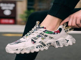 Women's Fashionable Graphic-Print Chunky Sneakers - White - Size 6 V1106-M-SHOE-7942-WHIT-6AU6EU37