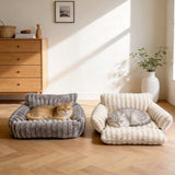 Cozy Foldable Pet Sofa Bed with Plush Sherpa Fleece A Portable, Warm Retreat for Cats and Small V1341-ZY-23Q9DWBL-GREY