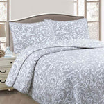 Jane Barrington Grey & White Lightly Quilted Jacquard Reversible Coverlet Set King V442-IDC-COVERLETS-JACQUARD-GREY-KI