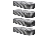 Green Fingers 4 Pcs Raised Garden Bed Kit Oval Galvanized Steel Planter Boxes 160x80x42cm, Heavy GARDEN-OVAL-1608042X4