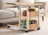 Artiss 3 Tier Adjustable Laptop Desk Tiltable Mobile Side Table Wheels Oak LA-DESK-C-60-2T-WD