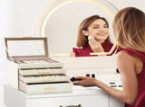 4 Layer Jewelry Box PU Leather Jewellery Organizer Multi-functional Storage Case with Clear Glass V985-JEWELRYORGANIZER
