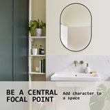 Wall Mirror Oval Aluminum Frame Bathroom 50x75cm BLACK V274-FT-BM-ALUOV-BK5075