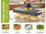 13-in-1 Vegetable Chopper with 8 Interchangeable Stainless Steel Blades and Storage Box for Slicing, V1189-LC-KF-00013
