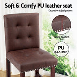 Artiss 4x Bar Stools Kitchen Dining Chairs Counter PU Leather Wooden Ada Brown UPHO-C-BAR-2501-BRX4