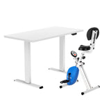 Artiss Under Desk Folding X-Bike with 140cm Automatic Standing Desk Magnetic Resistance White SDEB-114G-WH-140-DB02