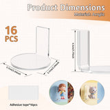 16Pcs Small Acrylic Figure Display Shelf with Transparent Minimalist Design No Drill Seamless V1366-AZ2-W-15075