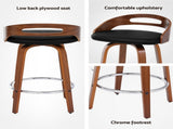 Artiss 4x Bar Stools Swivel Dining Chairs Low Back Counter Seat PU Cushion BA-TW-8566-BKX4-AB