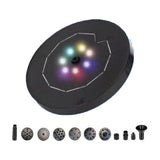 Solar Water Fountain with LED Lights, 1800mAh Battery, 6 Spray Styles Floating Solar Pump for Bird V1192-AZ-W-19914