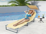 Levede Foldable Lounge Chairs with Canopy Khaki OD1065-KH