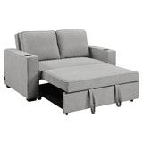 Sarantino Hoffman Linen Sofa Bed with Cushions and Cup Holders Light Grey SOFA-YGG-7004-LNN-LGY
