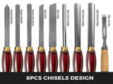 Woodworking Lathe Chisel Set 8 Piece Set Lathe Chisel HSS Steel Blades Wood Turning Tools Wooden V952-MGCD8PCSMGCCZHBT1V0