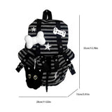 Vintage Striped Backpack Large Capacity Y2k Drawstring Bags Multi-pocket Casual Stripe Bookbags V1366-AZ2-W-18328