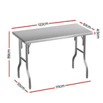 Cefito Stainless Steel Kitchen Benches Work Bench Food Foldable 430 SSKB-430S-FLD-48