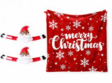 Christmas Flannel Throw Blanket and Santa Curtain Tieback Set, 150x200cm Thick Fleece Sofa Blanket V888-ELOSUNG54137