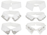 6PCS Detachable Fake Collar, White Collar with Rhinestones, Half Shirt Blouse Collar, Fashion V1192-AZ-W-18258