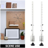 2-Pack White Metal Desk Clamp Pegboard Brackets with Adjustable Table Mount for Secure Desktop V1369-AZ3-W-18793