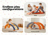 Keezi Kids Climbing Frame Set With Slide Indoor Outdoor Toddler Toys Pikler Triangle Climber With KCS-SLIDE-2IN1-OG
