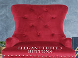 2X French Provincial Dining Chair Ring Studded Velvet Rubberwood Leg LISSE BORDEAUX RED V274-FT-VFC-1141-RD2