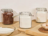 glass storage jars, airtight jars, kitchen storage, food storage, grain storage, pasta storage, V1102-122-48499-CLR-2PCS-1000ML