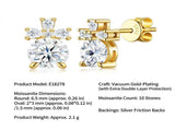 Elegant S925 Silver Plated Gold Moissanite Stud Earrings with Cross Design, Eight Hearts Eight V1341-ZY-72D99LQ9-MOISSANITE-PREMIUMS925