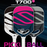 Pink T700 Carbon Fiber Pickleball Paddle - 16mm Thick - Power Air Aerodynamic Design, PP Honeycomb V888-ELOSUNG56200-5