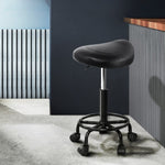 Artiss 2x Salon Stool Saddle Swivel Chair SALON-B-ERG-NEW-BKX2