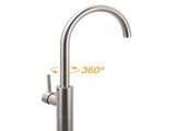 Brushed Nickel Stainless Steel Bathtub Tap Free Standing Faucet Filler Spout Set V1233-KRD601BS